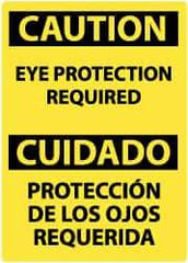 NMC - "Caution - Eye Protection Required", 14" Long x 10" Wide, Pressure-Sensitive Vinyl Safety Sign - Rectangle, 0.004" Thick, Use for Accident Prevention - Industrial Tool & Supply