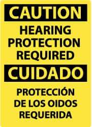 NMC - "Caution - Hearing Protection Required", 14" Long x 10" Wide, Rigid Plastic Safety Sign - Rectangle, 0.05" Thick, Use for Accident Prevention - Industrial Tool & Supply