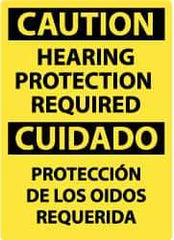 NMC - "Caution - Hearing Protection Required", 14" Long x 10" Wide, Rigid Plastic Safety Sign - Rectangle, 0.05" Thick, Use for Accident Prevention - Industrial Tool & Supply