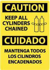 NMC - "Caution - Keep All Cylinders Chained", 14" Long x 10" Wide, Aluminum Safety Sign - Rectangle, 0.04" Thick, Use for Accident Prevention - Industrial Tool & Supply