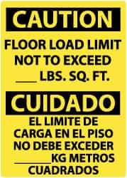 NMC - "Caution - Floor Load Limit - Not to Exceed __ lb. Sq. Ft.", 14" Long x 10" Wide, Aluminum Safety Sign - Rectangle, 0.04" Thick, Use for Accident Prevention - Industrial Tool & Supply