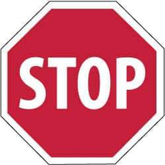 NMC - "Stop", 12" Wide x 12" High, Plastic Stop & Yield Signs - 0.05" Thick, White on Red, Octagon, Wall Mount - Industrial Tool & Supply