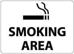 NMC - "Smoking Area", 10" Long x 14" Wide, Aluminum Safety Sign - Rectangle, 0.04" Thick, Use for Smoking Regulations - Industrial Tool & Supply