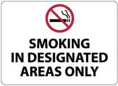 NMC - "Smoking in Designated Areas Only", 10" Long x 14" Wide, Aluminum Safety Sign - Rectangle, 0.04" Thick, Use for Smoking Regulations - Industrial Tool & Supply