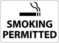 NMC - "Smoking Permitted", 10" Long x 14" Wide, Aluminum Safety Sign - Rectangle, 0.04" Thick, Use for Smoking Regulations - Industrial Tool & Supply