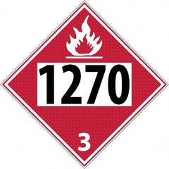 NMC - DOT - Shipping & Vehicle - 1270, 10-3/4" Wide x 10-3/4" High, Rigid Plastic Placard - Black & Red on White, UV Resistant, Chemical Resistant, Graffiti Proof - Industrial Tool & Supply