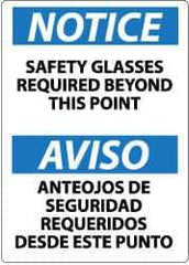 NMC - "Notice - Safety Glasses Required Beyond This Point", 14" Long x 10" Wide, Rigid Plastic Safety Sign - Rectangle, 0.05" Thick, Use for Accident Prevention - Industrial Tool & Supply