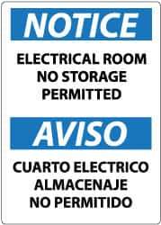 NMC - "Notice - Electrical Room - No Storage Permitted", 14" Long x 10" Wide, Pressure-Sensitive Vinyl Safety Sign - Rectangle, 0.004" Thick, Use for Accident Prevention - Industrial Tool & Supply