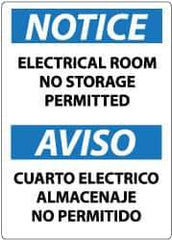 NMC - "Notice - Electrical Room - No Storage Permitted", 14" Long x 10" Wide, Pressure-Sensitive Vinyl Safety Sign - Rectangle, 0.004" Thick, Use for Accident Prevention - Industrial Tool & Supply