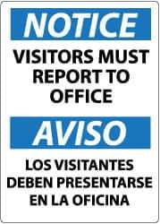 NMC - "Notice - Visitors Must Report to Office", 14" Long x 10" Wide, Rigid Plastic Safety Sign - Rectangle, 0.05" Thick, Use for Security & Admittance - Industrial Tool & Supply