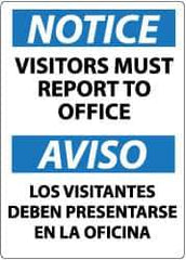 NMC - "Notice - Visitors Must Report to Office", 14" Long x 10" Wide, Aluminum Safety Sign - Rectangle, 0.04" Thick, Use for Security & Admittance - Industrial Tool & Supply