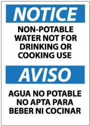 NMC - "Notice - Non-Potable Water - Not for Drinking or Cooking Use", 14" Long x 10" Wide, Rigid Plastic Safety Sign - Rectangle, 0.05" Thick, Use for Hazardous Materials - Industrial Tool & Supply