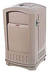 Rubbermaid - 50 Gal Beige Square Trash Can - Polyethylene, 42" High x 25" Long x 25" Wide - Industrial Tool & Supply