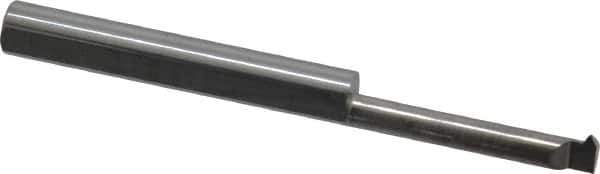 Accupro - 3/4" Cutting Depth, 20 to 56 TPI, 0.15" Diam, Internal Thread, Solid Carbide, Single Point Threading Tool - Bright Finish, 2" OAL, 3/16" Shank Diam, 0.035" Projection from Edge, 60° Profile Angle - Exact Industrial Supply