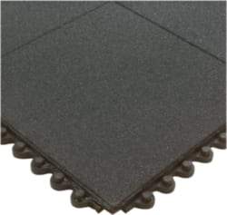 Wearwell - 3' Long x 3' Wide x 5/8" Thick, Anti-Fatigue Modular Matting Tiles - Male & Female, 4 Interlocking Sides, Black, For Dry & Wet Areas, Series 574 - Industrial Tool & Supply