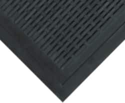 Wearwell - 5 Ft. Long x 3 Ft. Wide, Natural Rubber Surface, Raised Bars and Scrapers (Reversible) Entrance Matting - 5/16 Inch Thick, Outdoor, SBR Rubber, Black, 4 Edged Side, Series 224 - Industrial Tool & Supply