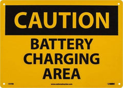 NMC - "Caution - Battery Charging Area", 10" Long x 14" Wide, Aluminum Safety Sign - Rectangle, 0.04" Thick, Use for Accident Prevention - Industrial Tool & Supply
