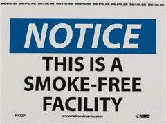 NMC - "Notice - This Is a Smoke-Free Facility", 7" Long x 10" Wide, Pressure-Sensitive Vinyl Safety Sign - Rectangle, 0.004" Thick, Use for Accident Prevention - Industrial Tool & Supply