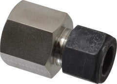 Parker - 1/2" OD, Stainless Steel Female Connector - 1-1/16" Hex, Comp x FNPT Ends - Industrial Tool & Supply