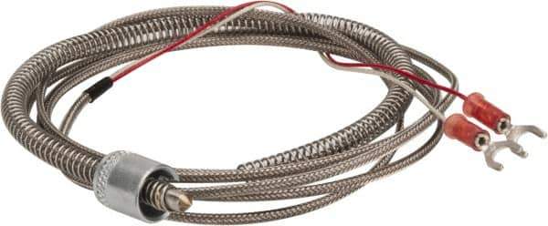 Thermo Electric - 32 to 900°F, J Universal Temp, Thermocouple Probe - 6 Ft. Cable Length, Stripped Ends with Spade Lugs, 1/4 Inch Probe Sheath Length, 1 Sec Response Time - Industrial Tool & Supply