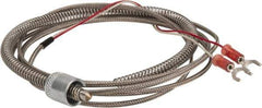 Thermo Electric - 32 to 900°F, J Universal Temp, Thermocouple Probe - 6 Ft. Cable Length, Stripped Ends with Spade Lugs, 1/4 Inch Probe Sheath Length, 1 Sec Response Time - Industrial Tool & Supply