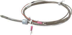 Thermo Electric - 32 to 900°F, J Universal Temp, Thermocouple Probe - 7-1/2 Ft. Cable Length, Stripped Ends with Spade Lugs, 1/4 Inch Probe Sheath Length, 1 Sec Response Time - Industrial Tool & Supply