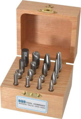 SGS Pro - 16 Piece, 1/4" Shank Burr Set - Tungsten Carbide, Multiple Head Shape - Industrial Tool & Supply