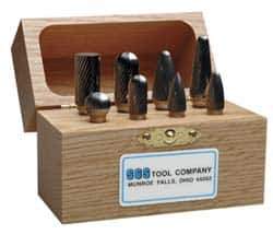 SGS Pro - 8 Piece, 3/16" Shank Burr Set - Tungsten Carbide, Multiple Head Shape - Industrial Tool & Supply