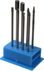 SGS Pro - 8 Piece, 1/4" Shank Burr Set - Tungsten Carbide, Multiple Head Shape - Industrial Tool & Supply