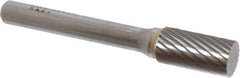 SGS Pro - 3/8" Cut Diam, 1/4" Shank Diam, Cylinder Head Single Cut Burr - Carbide, Flat End, 3/4" LOC, 2-1/2" OAL - Industrial Tool & Supply