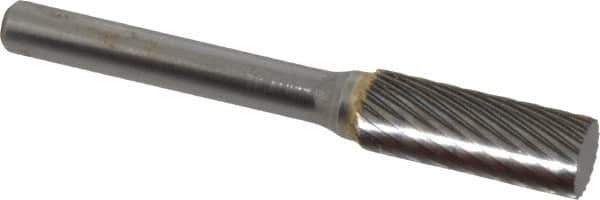 SGS Pro - 3/8" Cut Diam, 1/4" Shank Diam, Cylinder Head Single Cut Burr - Carbide, Flat End, 1" LOC - Industrial Tool & Supply