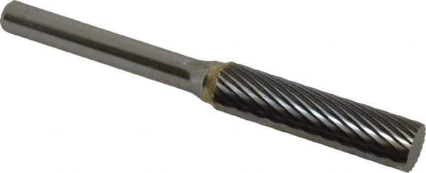 SGS Pro - 3/8" Cut Diam, 1/4" Shank Diam, Cylinder Head Single Cut Burr - Carbide, Flat End, 1-1/2" LOC - Industrial Tool & Supply