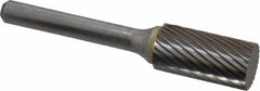 SGS Pro - 1/2" Cut Diam, 1/4" Shank Diam, Cylinder Head Single Cut Burr - Carbide, Flat End, 1" LOC, 2-3/4" OAL - Industrial Tool & Supply