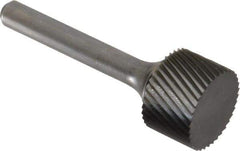 SGS Pro - 3/4" Cut Diam, 1/4" Shank Diam, Cylinder Head Single Cut Burr - Carbide, Flat End, 1/2" LOC - Industrial Tool & Supply