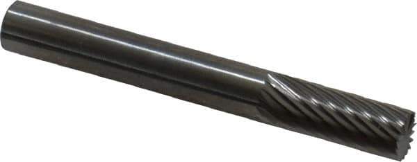 SGS Pro - 1/4" Cut Diam, 1/4" Shank Diam, Cylinder with End Cut Head Single Cut Burr - Carbide, End Cut End, 5/8" LOC, 2" OAL - Industrial Tool & Supply
