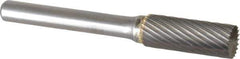 SGS Pro - 3/8" Cut Diam, 1/4" Shank Diam, Cylinder with End Cut Head Single Cut Burr - Carbide, End Cut End, 1" LOC - Industrial Tool & Supply