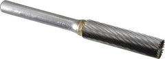 SGS Pro - 3/8" Cut Diam, 1/4" Shank Diam, Cylinder with End Cut Head Single Cut Burr - Carbide, End Cut End, 1-1/2" LOC - Industrial Tool & Supply