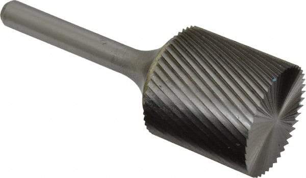 SGS Pro - 1" Cut Diam, 1/4" Shank Diam, Cylinder with End Cut Head Single Cut Burr - Carbide, End Cut End, 1" LOC, 2-3/4" OAL - Industrial Tool & Supply