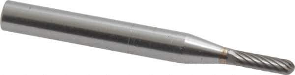 SGS Pro - 1/8" Cut Diam, 1/4" Shank Diam, Cylinder with Radius Head Single Cut Burr - Carbide, Radius End, 1/2" LOC - Industrial Tool & Supply