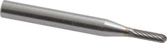 SGS Pro - 1/8" Cut Diam, 1/4" Shank Diam, Cylinder with Radius Head Single Cut Burr - Carbide, Radius End, 1/2" LOC - Industrial Tool & Supply