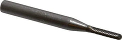 SGS Pro - 1/8" Cut Diam, 1/4" Shank Diam, Cylinder with Radius Head Single Cut Burr - Carbide, Radius End, 5/8" LOC - Industrial Tool & Supply