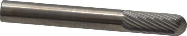 SGS Pro - 1/4" Cut Diam, 1/4" Shank Diam, Cylinder with Radius Head Single Cut Burr - Carbide, Radius End, 5/8" LOC, 2" OAL - Industrial Tool & Supply