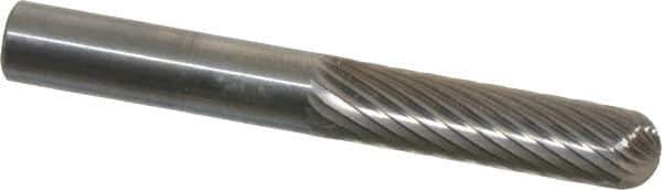 SGS Pro - 1/4" Cut Diam, 1/4" Shank Diam, Cylinder with Radius Head Single Cut Burr - Carbide, Radius End, 1" LOC, 2" OAL - Industrial Tool & Supply