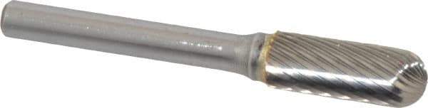 SGS Pro - 3/8" Cut Diam, 1/4" Shank Diam, Cylinder with Radius Head Single Cut Burr - Carbide, Radius End, 1" LOC - Industrial Tool & Supply