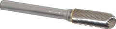 SGS Pro - 3/8" Cut Diam, 1/4" Shank Diam, Cylinder with Radius Head Single Cut Burr - Carbide, Radius End, 1" LOC - Industrial Tool & Supply
