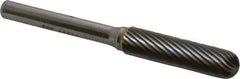 SGS Pro - 3/8" Cut Diam, 1/4" Shank Diam, Cylinder with Radius Head Single Cut Burr - Carbide, Radius End, 1-1/2" LOC - Industrial Tool & Supply