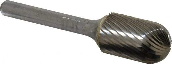 SGS Pro - 5/8" Cut Diam, 1/4" Shank Diam, Cylinder with Radius Head Single Cut Burr - Carbide, Radius End, 1" LOC, 2-3/4" OAL - Industrial Tool & Supply