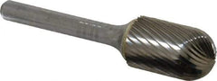 SGS Pro - 5/8" Cut Diam, 1/4" Shank Diam, Cylinder with Radius Head Single Cut Burr - Carbide, Radius End, 1" LOC, 2-3/4" OAL - Industrial Tool & Supply