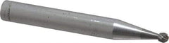 SGS Pro - 1/8" Cut Diam, 1/4" Shank Diam, Ball Head Single Cut Burr - Carbide, Radius End, 3/32" LOC - Industrial Tool & Supply