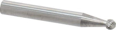 SGS Pro - 3/16" Cut Diam, 1/4" Shank Diam, Ball Head Single Cut Burr - Carbide, Radius End, 1/8" LOC - Industrial Tool & Supply
